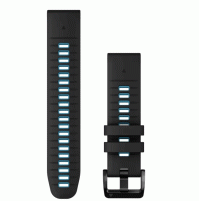  QuickFit® 22 Watch Bands - Black/Cirrus Blue Silicone - 010-13280-05 - Garmin